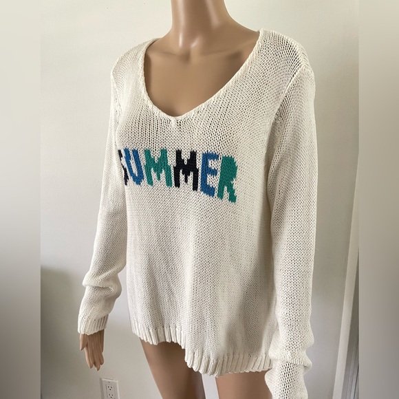 Wooden Ships SUMMER Oversized Slouchy Sweater Cream Size S/M - Picture 2 of 6